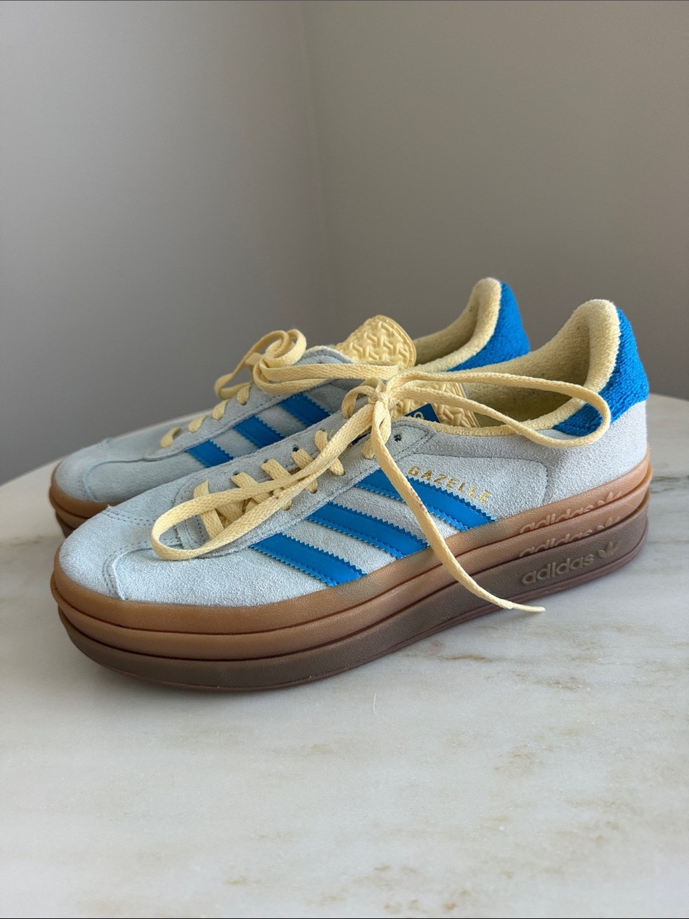 adidas Gazelle Bold Platform Almost Blue and Yellow